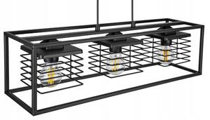 Glimex CAGE rácsos állítható függőlámpa fekete 3x E27 + ajándék LED izzók