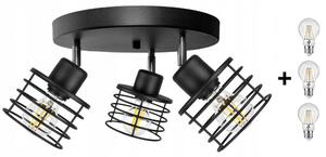 Glimex DARYL állítható mennyezeti lámpa fekete 3x E27 + ajándék LED izzók