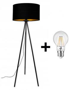 Glimex Abazur állólámpa fekete / arany 1x E27 + ajándék LED izzó