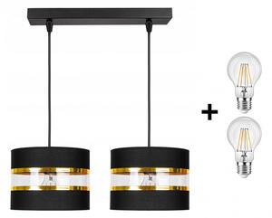 Glimex ABAZUR állítható függőlámpa fekete 2x E27 + ajándék LED izzók