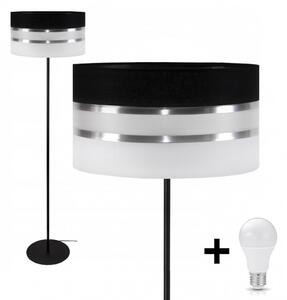 Glimex Abazur állólámpa fekete / fehér 1x E27 + ajándék LED izzó