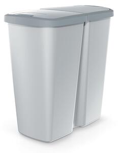 Hulladékgyűjtő Prosperplast COMPACTA Q DUO, 45 l hamu színben, világosszürke fedéllel
