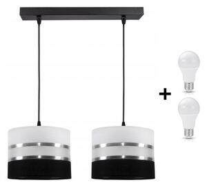 Glimex ABAZUR állítható függőlámpa fekete / fehér 2x E27 + ajándék LED izzók