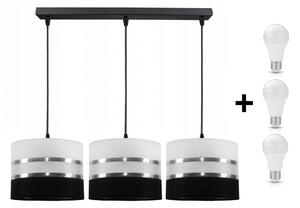 Glimex ABAZUR állítható függőlámpa fekete / fehér 3x E27 + ajándék LED izzók