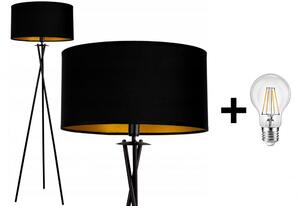 Glimex Abazur állólámpa fekete / arany 1x E27 + ajándék LED izzó
