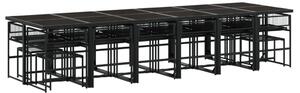 VidaXL 17 részes fekete polyrattan kerti étkezőgarnitúra párnákkal