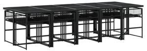 VidaXL 11 részes fekete polyrattan kerti étkezőgarnitúra