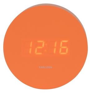 Karlsson 5981OR dizájner LED óra ébresztővel,narancssárga, átmérő 9 cm