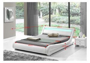 KONDELA Modern ágy RGB LED világítással, fehér, 180x200, FILIDA