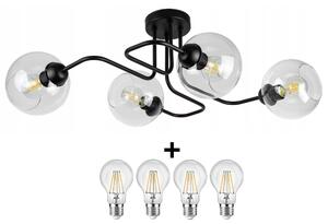 Glimex Orb mennyezeti lámpa átlátszó 4x E27 + ajándék LED izzó