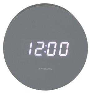 Karlsson 5981GY dizájner LED-es óra ébresztővel,szürke, átmérő 9 cm