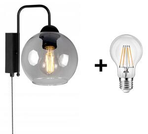 Glimex Orb fali lámpa kapcsolóval füst 1x E27 + ajándék LED izzó