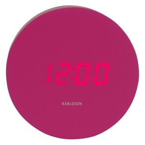 Karlsson 5981BP dizájner LED-es óra ébresztővel,rózsaszín, 9 cm átmérővel