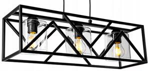 Glimex CAGE függőlámpa fekete / átlátszó + ajándék LED izzók