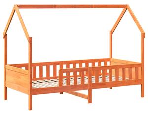 VidaXL viaszbarna tömör fenyőfa házikó gyerekágykeret 80 x 200 cm