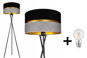 Abazur Premium állólámpa fekete/szürke 1x E27 + ajándék LED izzó