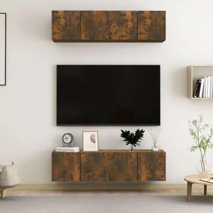 VidaXL 4 db füstös tölgy színű szerelt fa fali TV-szekrény 60x30x30 cm