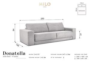 Donatella világosszürke kinyitható kordbársony kanapé - Milo Casa