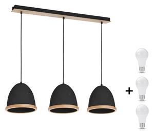 Milagro STUDIO állítható fekete függőlámpa (MLP8853) 3xE27 + ajándék LED izzók