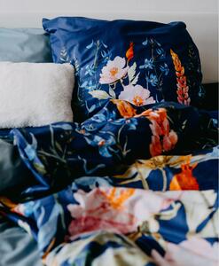 Floral kék szatén ágyneműhuzat