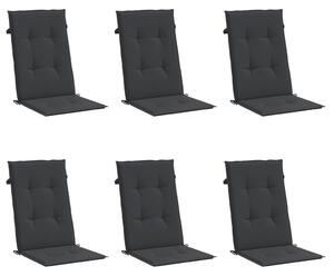 VidaXL 6 db fekete szövet kerti magas háttámlájú székpárna 120x50x3 cm