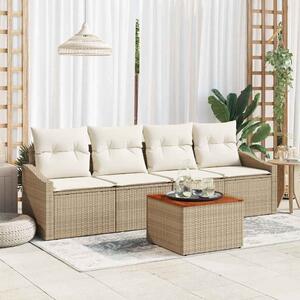 Kerti Kanapé Szett 5 db Beige és krém polirattan