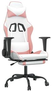 VidaXL Gamer szék - Fehér/Rózsaszín - Masszázs Funkcióval
