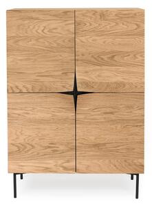 Flop barna szekrény tölgyfa dekorációval, 100 x 140 cm - Woodman