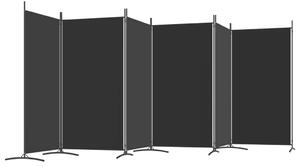 VidaXL 6 paneles fekete szövet térelválasztó 520x180 cm