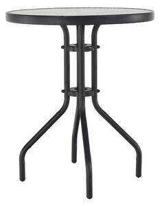 KONDELA Étkezőasztal, fekete acél/edzett üveg, átmérő 60 cm, BORGEN TYP 1
