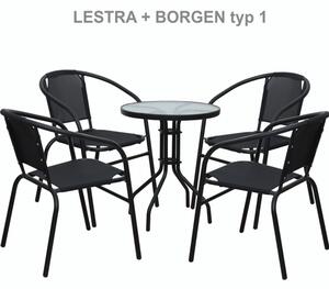 KONDELA Étkezőasztal, fekete acél/edzett üveg, átmérő 60 cm, BORGEN TYP 1