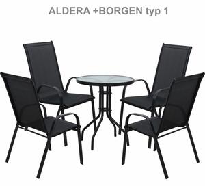 KONDELA Étkezőasztal, fekete acél/edzett üveg, BORGEN TYP 2
