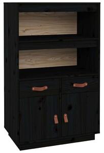 VidaXL Fekete Fenyőfa Magasszekrény - 67x40x108,5 cm