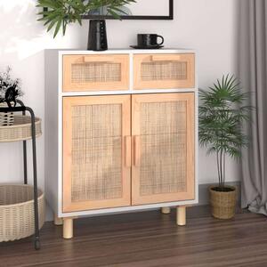 VidaXL Tálalószekrény - Fehér Rattan - 60x30x75 cm