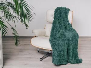 Szőrös sötétzöld takaró 160x200 cm