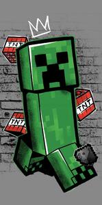 Zöld-szürke pamut gyerek fürdőlepedő 70x140 cm Minecraft "Metro Art Creeper" – Jerry Fabrics
