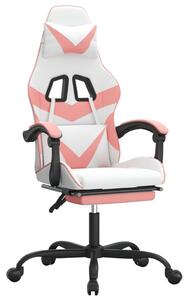 VidaXL fehér és rózsaszín műbőr forgó Gamer szék lábtartóval