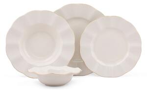 Elegáns Porcelán Étkészlet - Krém-Arany - 24 darab
