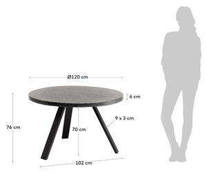 Shanelle fekete étkezőasztal, ⌀ 120 cm - Kave Home