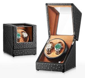 Óraforgató, óratartó doboz 2 karórához fekete színben (watch-winder-2-black)