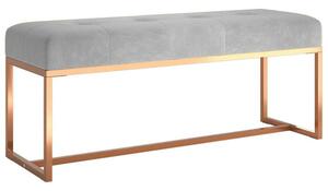 VidaXL Szürke Bársony Ülőpad - Rózsaszínarany Lábak - 110x36x45 cm