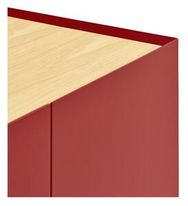 Piros magas komód tölgyfa dekorral 95x120 cm Arista – Teulat