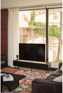 Fekete-natúr színű TV-állvány tölgyfa dekorral 180x45 cm Arista – Teulat