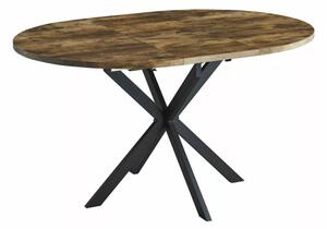 Gaston Vintage Kör Bővíthető MDF Étkezőasztal Diófa-Fekete