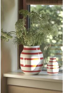 Omaggio fehér-piros csíkos kerámia váza, magasság 12,5 cm - Kähler Design
