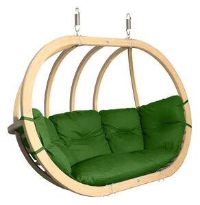 SwingPod XL - Kétszemélyes Függőfotel - Fa - Zöld Párna