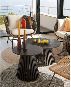 Irune fekete teakfa dohányzóasztal, ⌀ 80 cm - Kave Home