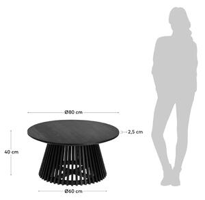 Irune fekete teakfa dohányzóasztal, ⌀ 80 cm - Kave Home