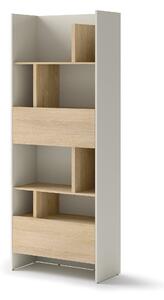 Könyvespolc Concept Lenart 103, Nyitott, Fiókokkal, Ajtókkal, Laminált forgácslap, 218x84x46cm, Tölgy, Kasmír