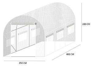 Kerti fóliasátor 4x2,5x2 m - Fehér